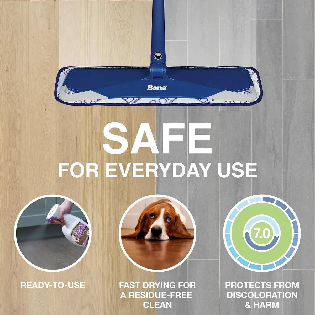 Bundle of Bona® Pet System Premium Pet Microfiber Mop for Multi-Surface Floors + Pet System Multi-Surface Floor Cleaner, Cat Formulation 32 fl Oz
