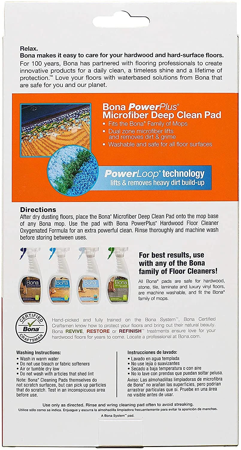 Bona PowerPlus Microfiber deep Clean Padfor Multi-Surface Floors 3 Pack
